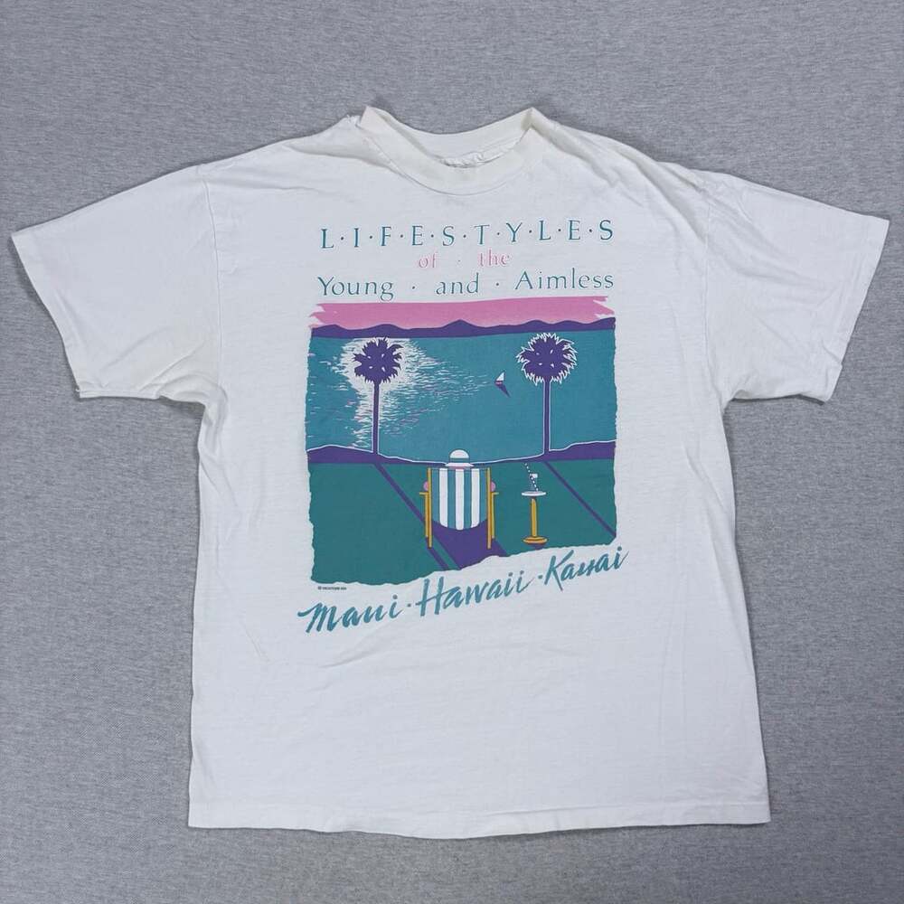 Vintage 90s Lifestyles of the Young Maui Hawaii Kauai Souvenir T-Shirt